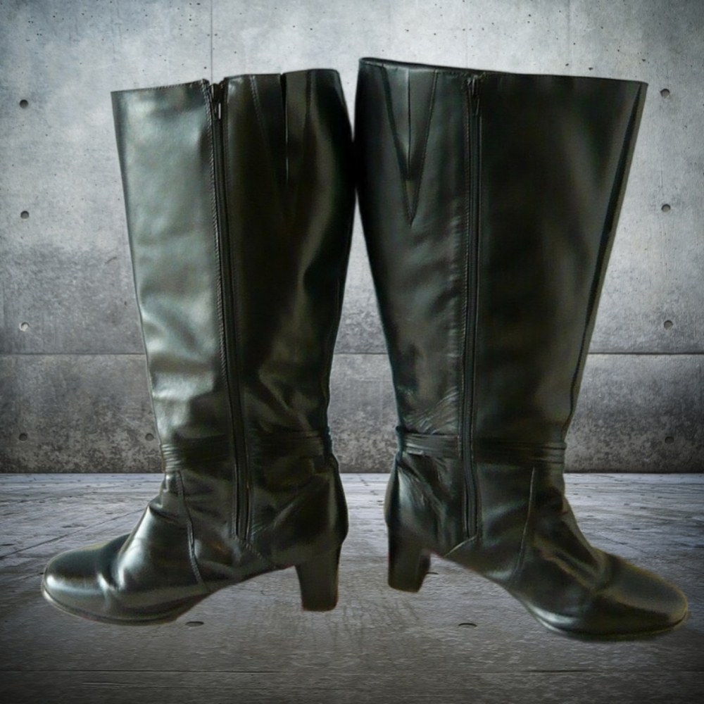 Vintage Women's David Tate 8WW Black Leather Boots